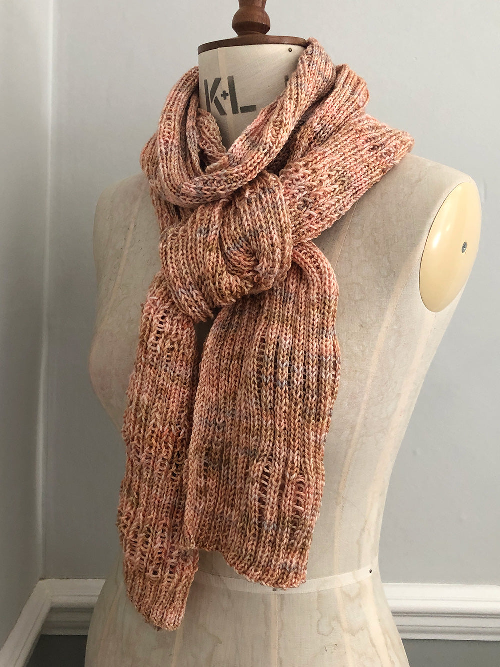 Soft hand-dyed wool and silk scarf in soft tones of brown and orange