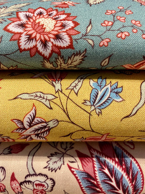 Maison Sajou: Indienne Floral Cotton Fabric No22 - Yellow Base