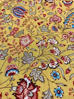 Maison Sajou: Indienne Floral Cotton Fabric No22 - Yellow Base