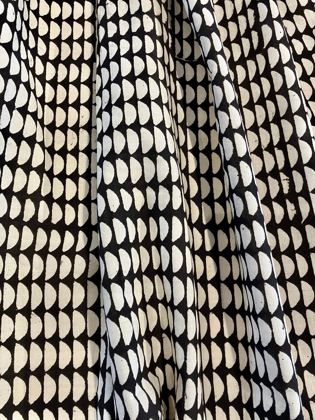 Merchant & Mills: Black Semi Circle Indian Block Print Cotton