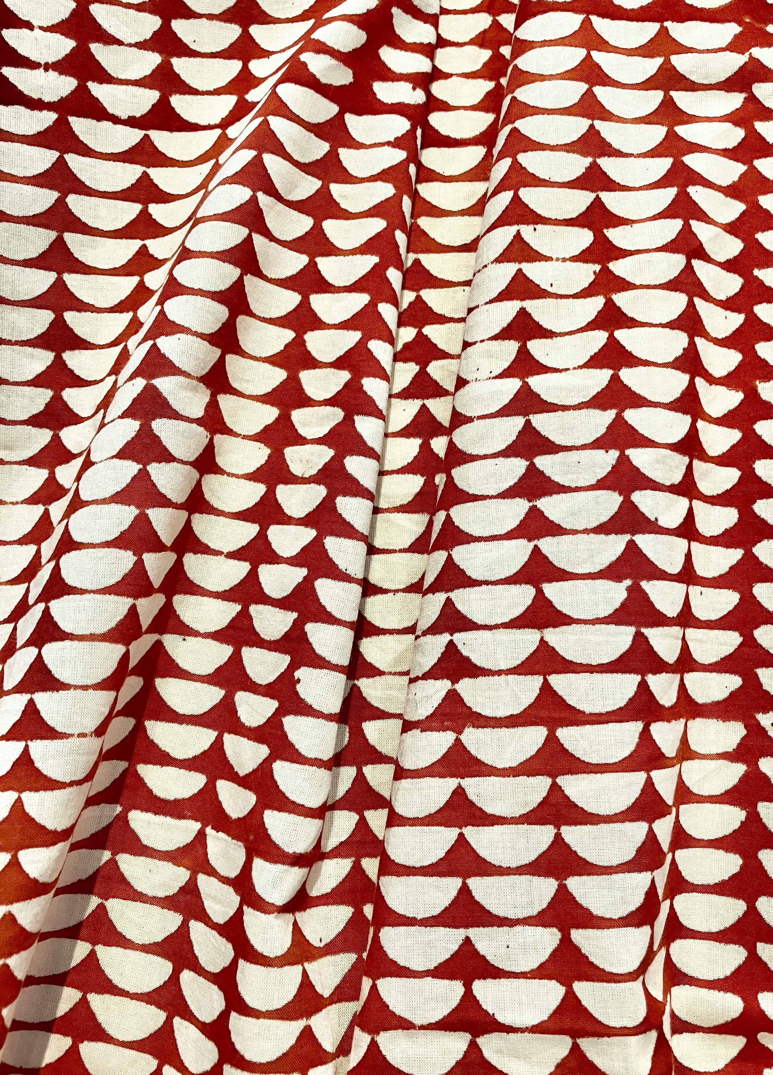 Merchant & Mills: Red Semi Circle Indian Block Print Cotton