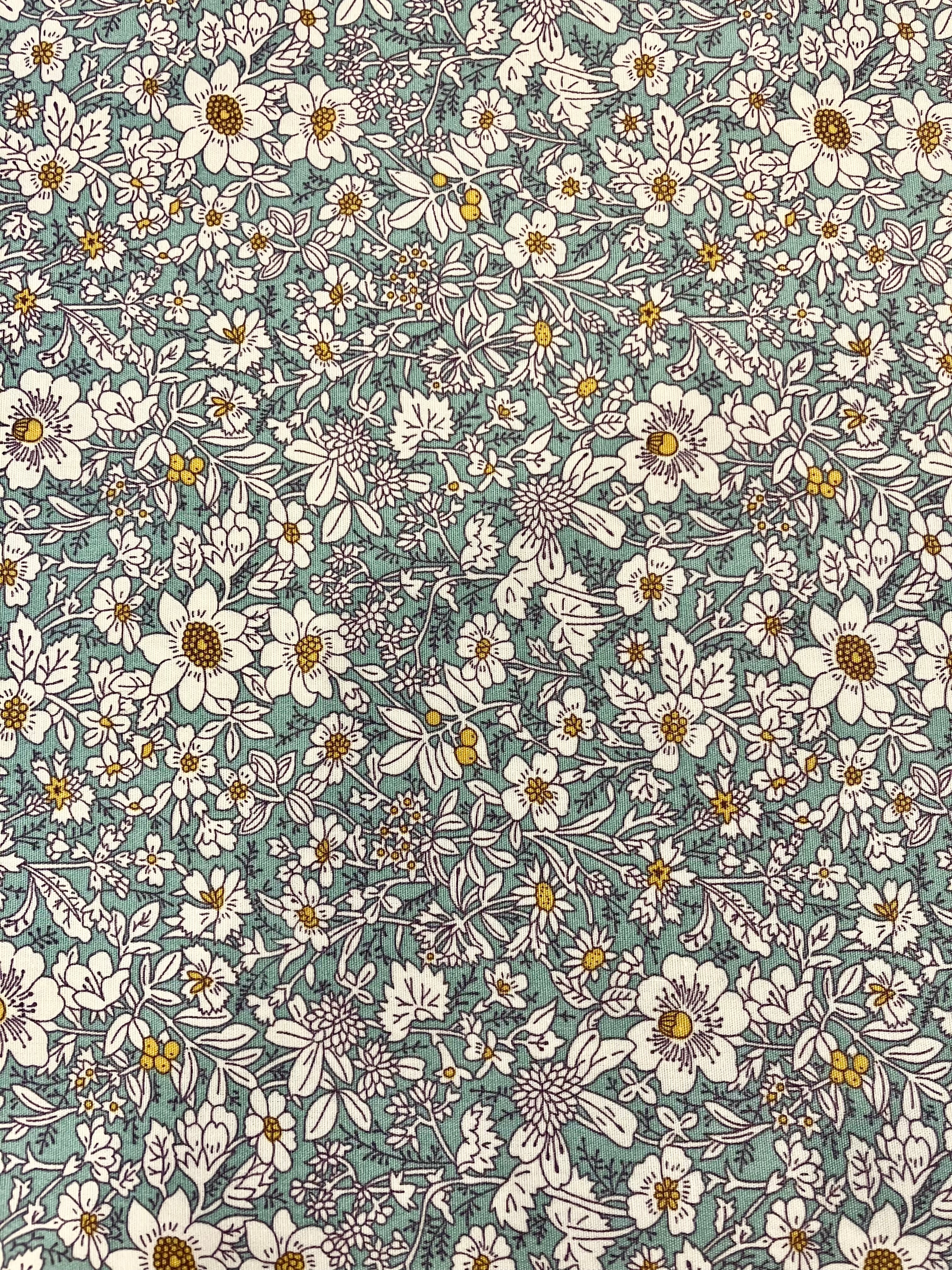 Rose & Hubble: Duckegg Floral Cotton Fabric