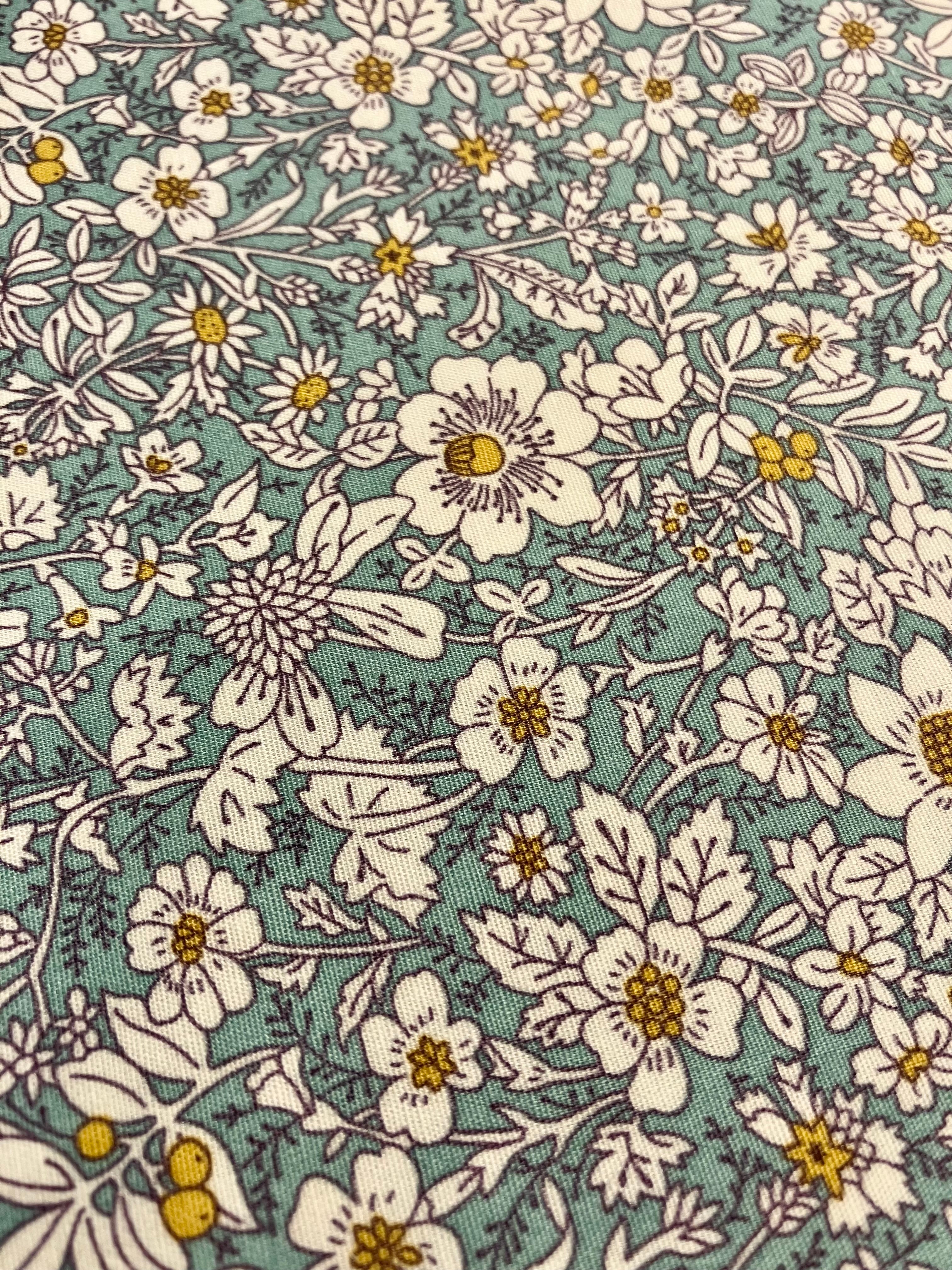 Rose & Hubble: Duckegg Floral Cotton Fabric