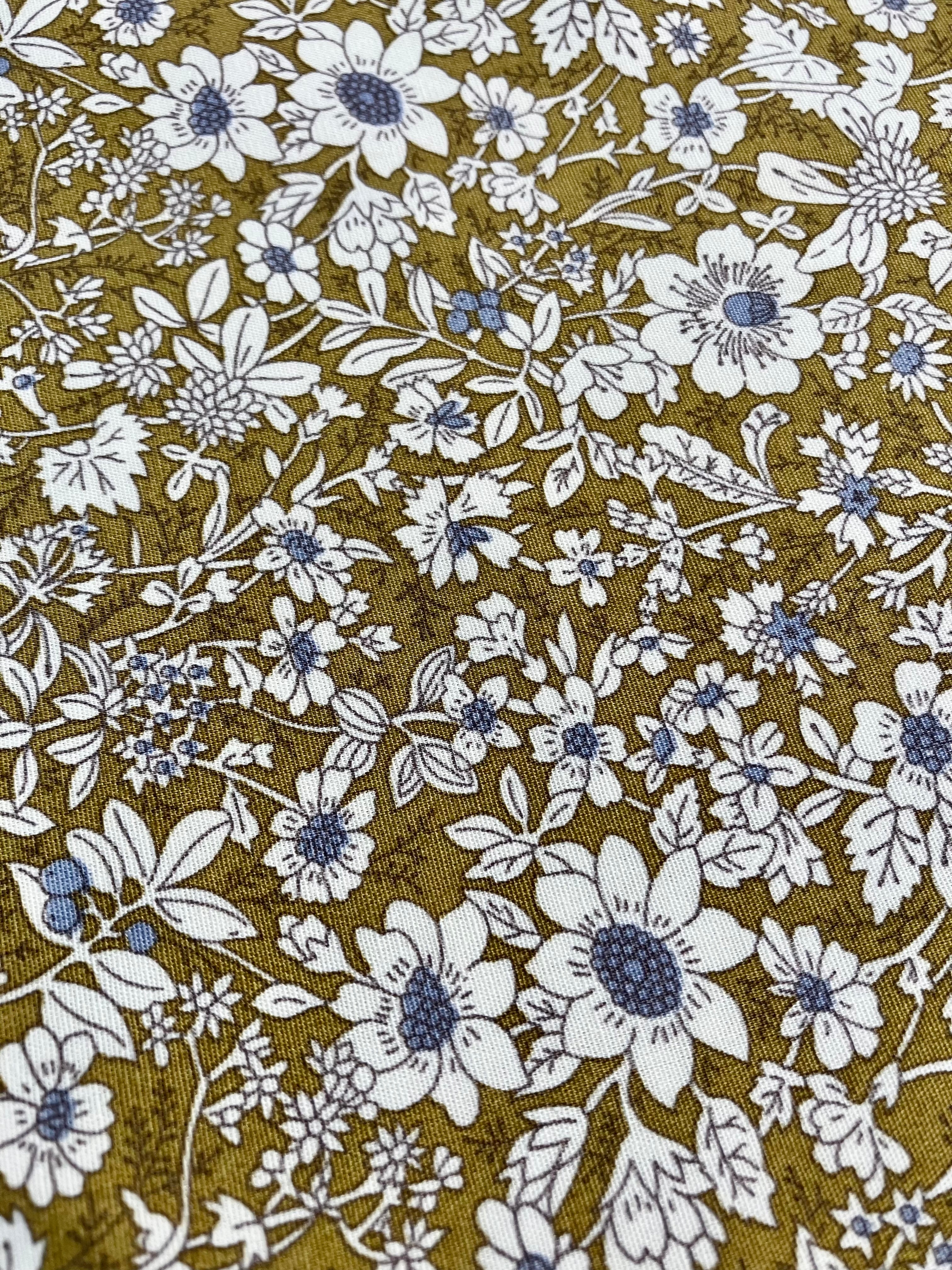 Rose & Hubble: Olive Floral Cotton Fabric