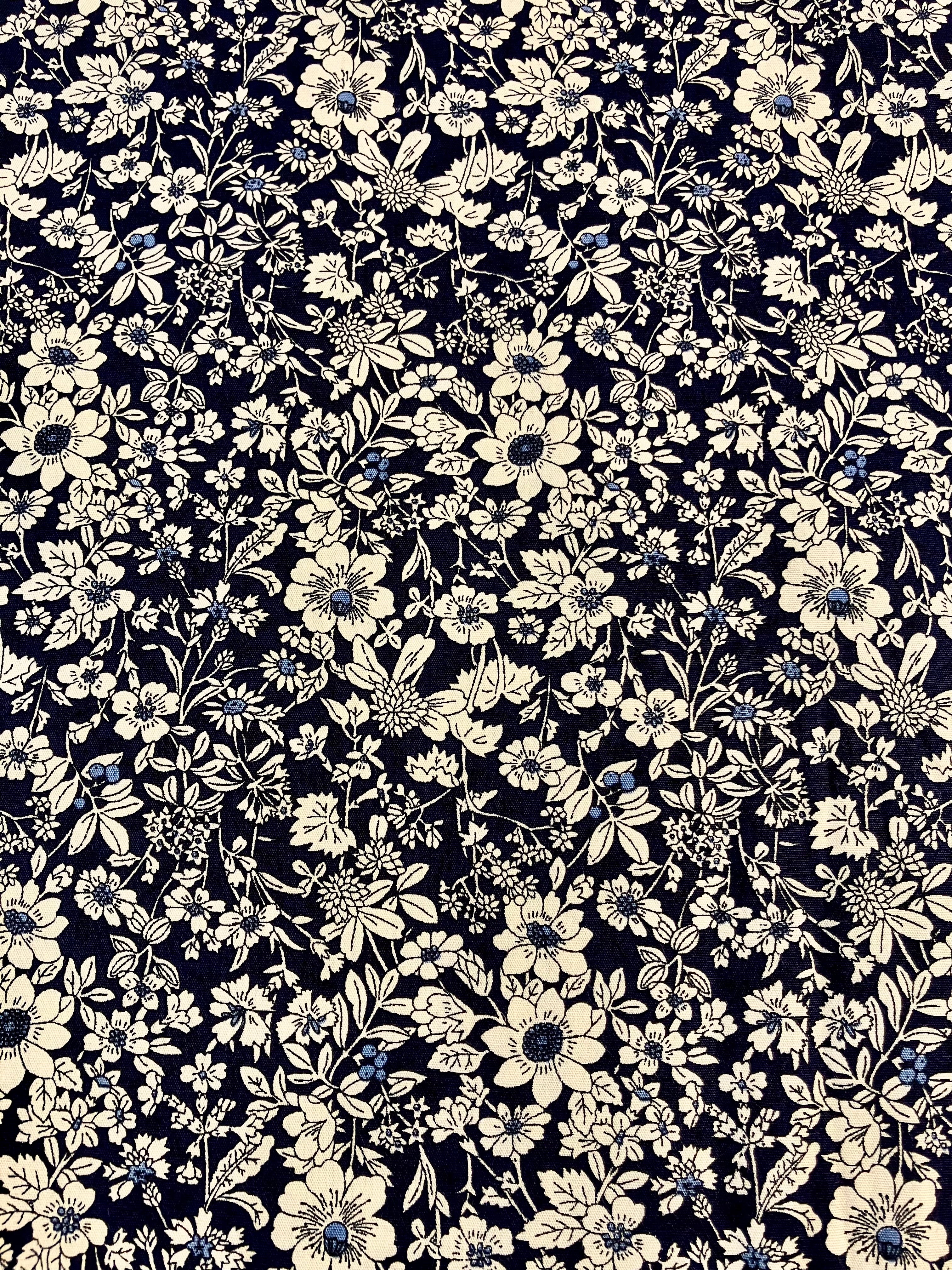 Rose & Hubble: Navy Floral Cotton Fabric