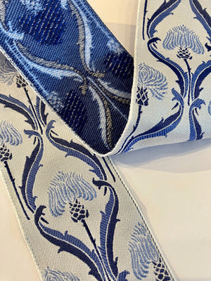 Papilionaceous Jacquard Silk Ribbons: Blue Thistle