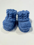 Hand-knitted Baby Booties - 100% baby merino wool - Blue