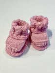 Hand-knitted Baby Booties - 100% baby merino wool - Pink