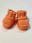 Hand-knitted Baby Booties - 100% baby merino wool - Coral