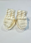 Hand-knitted Baby Booties - 100% baby merino wool - Cream