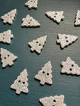 Silver Glitter Christmas Tree Buttons