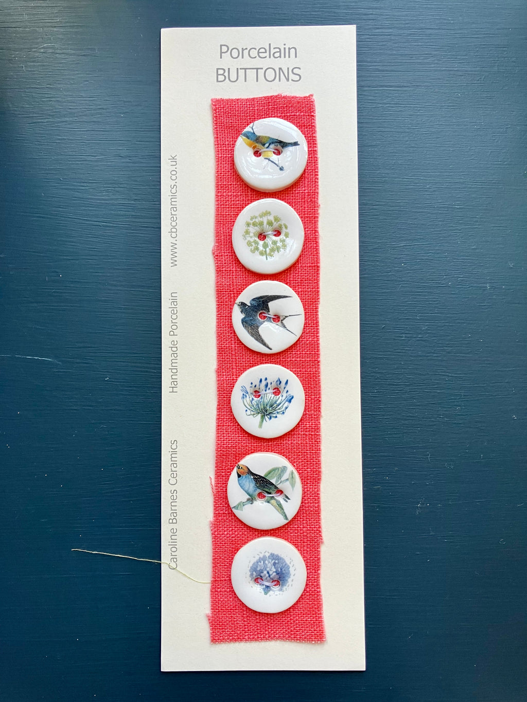 Caroline Barnes - Handmade Porcelain Buttons - Birds & Flowers