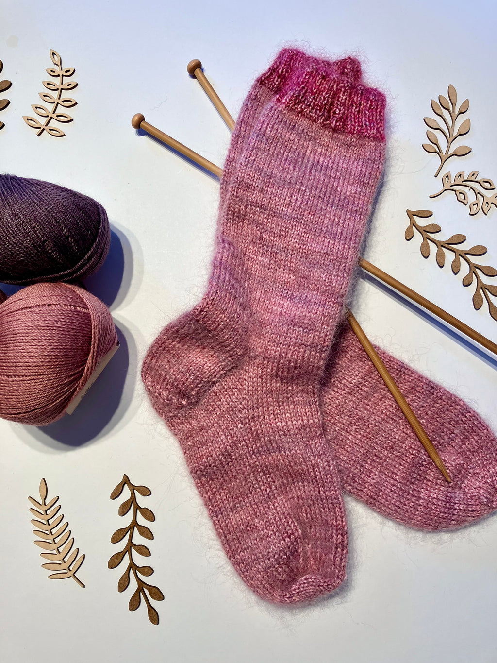 Purple Hand-knitted Socks