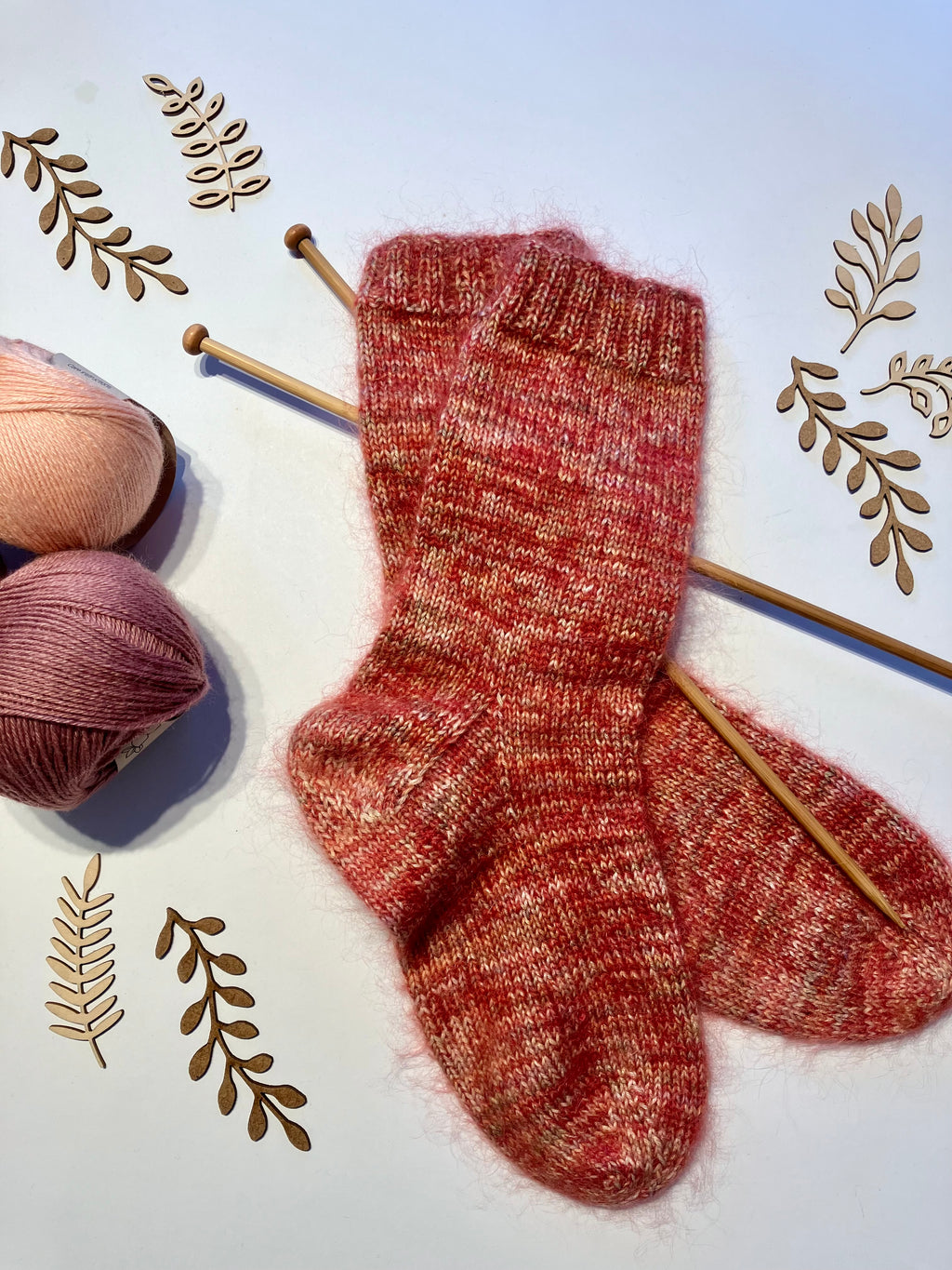 Variegated Ruby Hand-knitted Socks