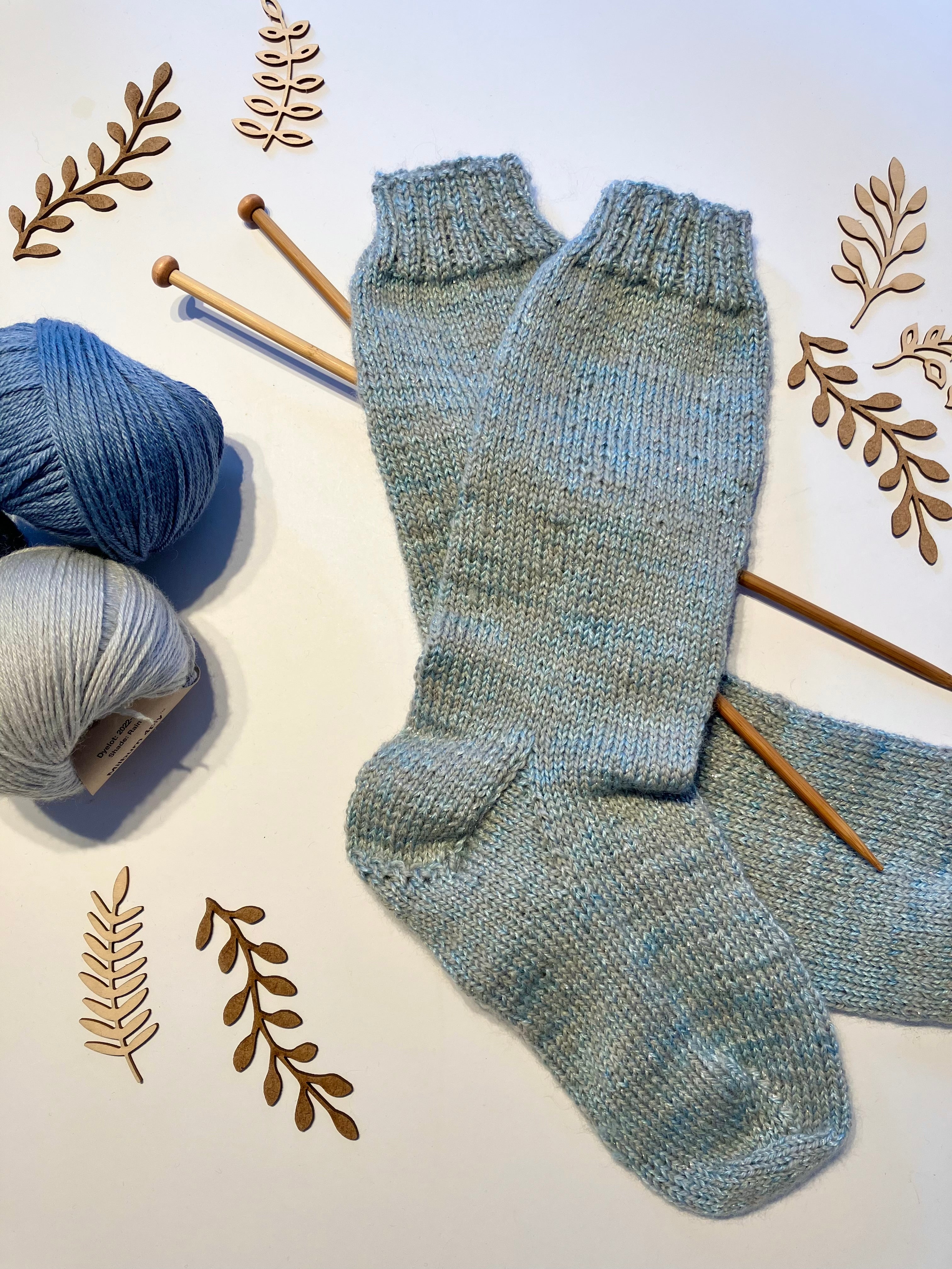 Silver & Blue Sparkle Hand-knitted Socks