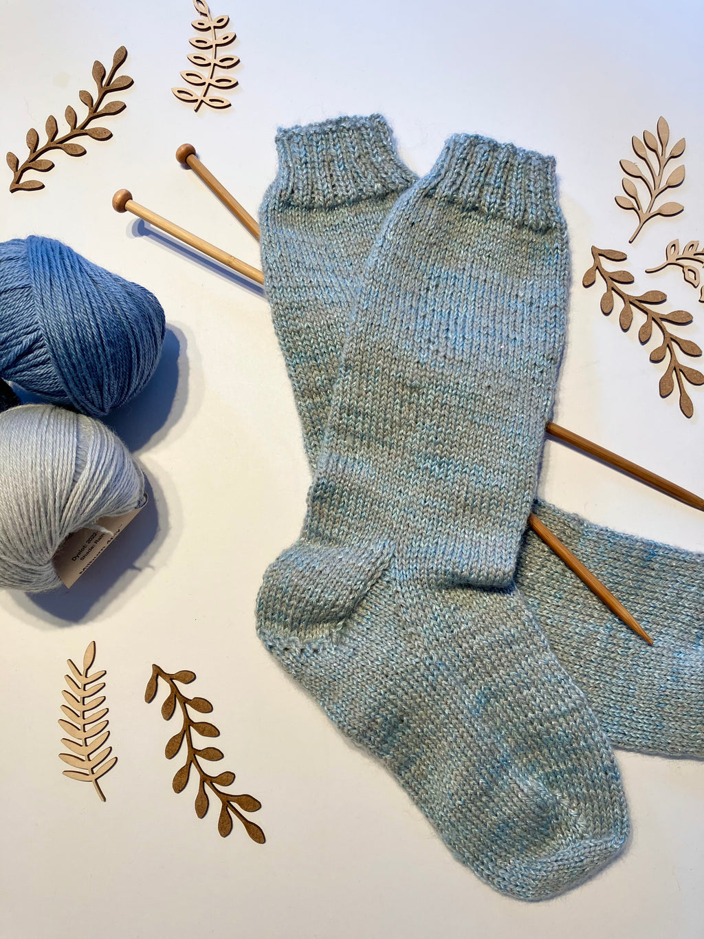 Silver & Blue Sparkle Hand-knitted Socks