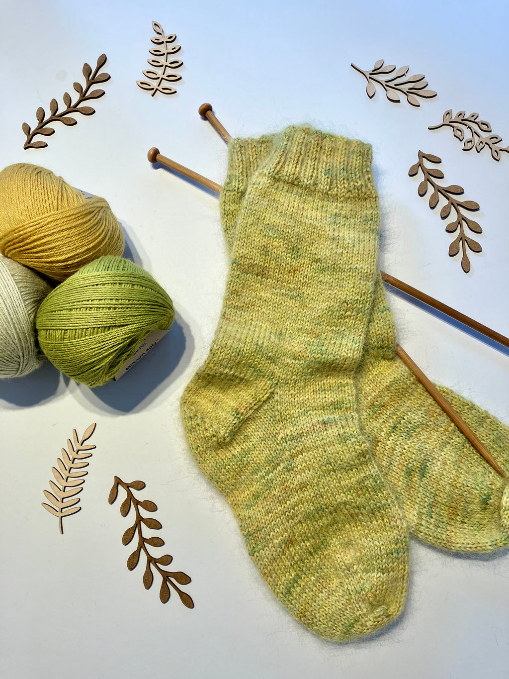 Variegated Lime Green Hand-knitted Socks