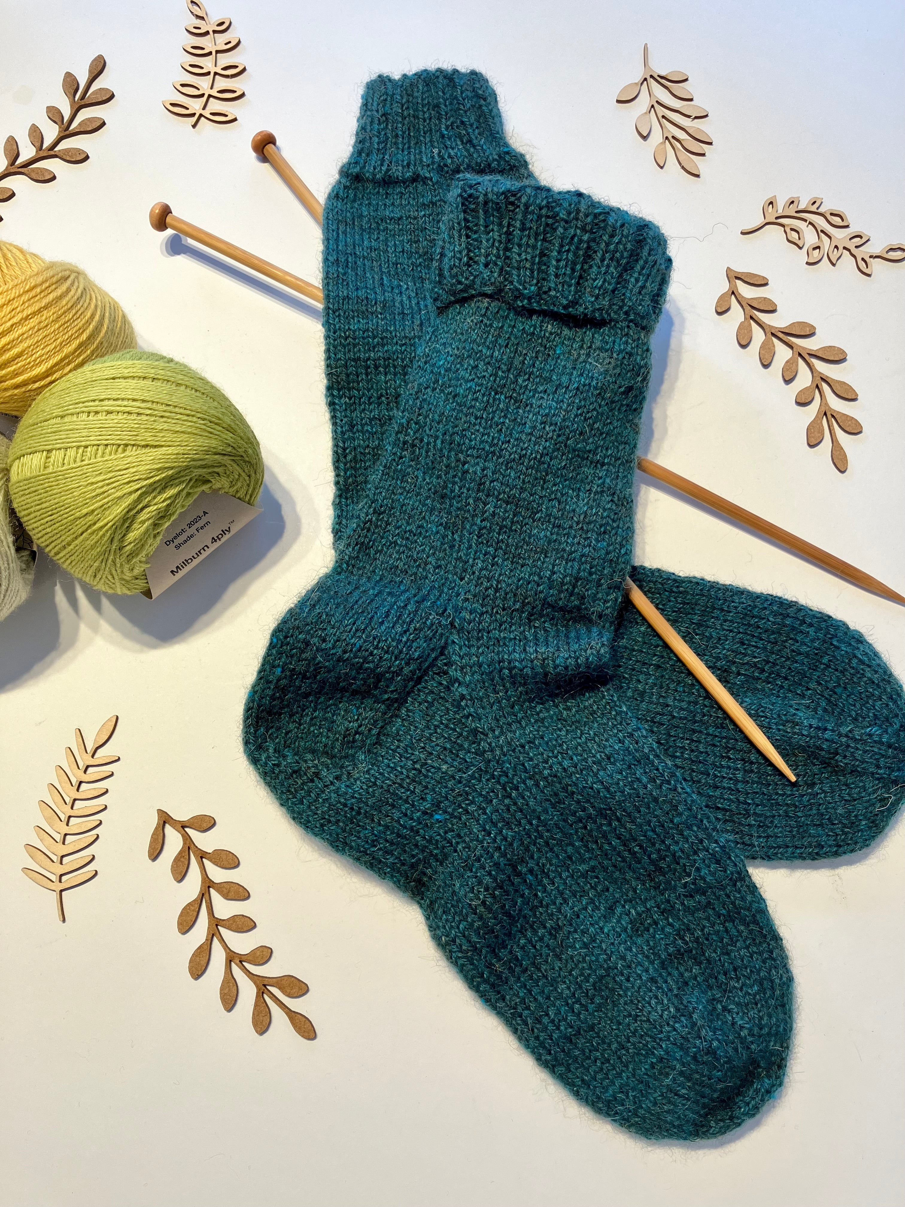 Turquoise Green Hand-knitted Socks
