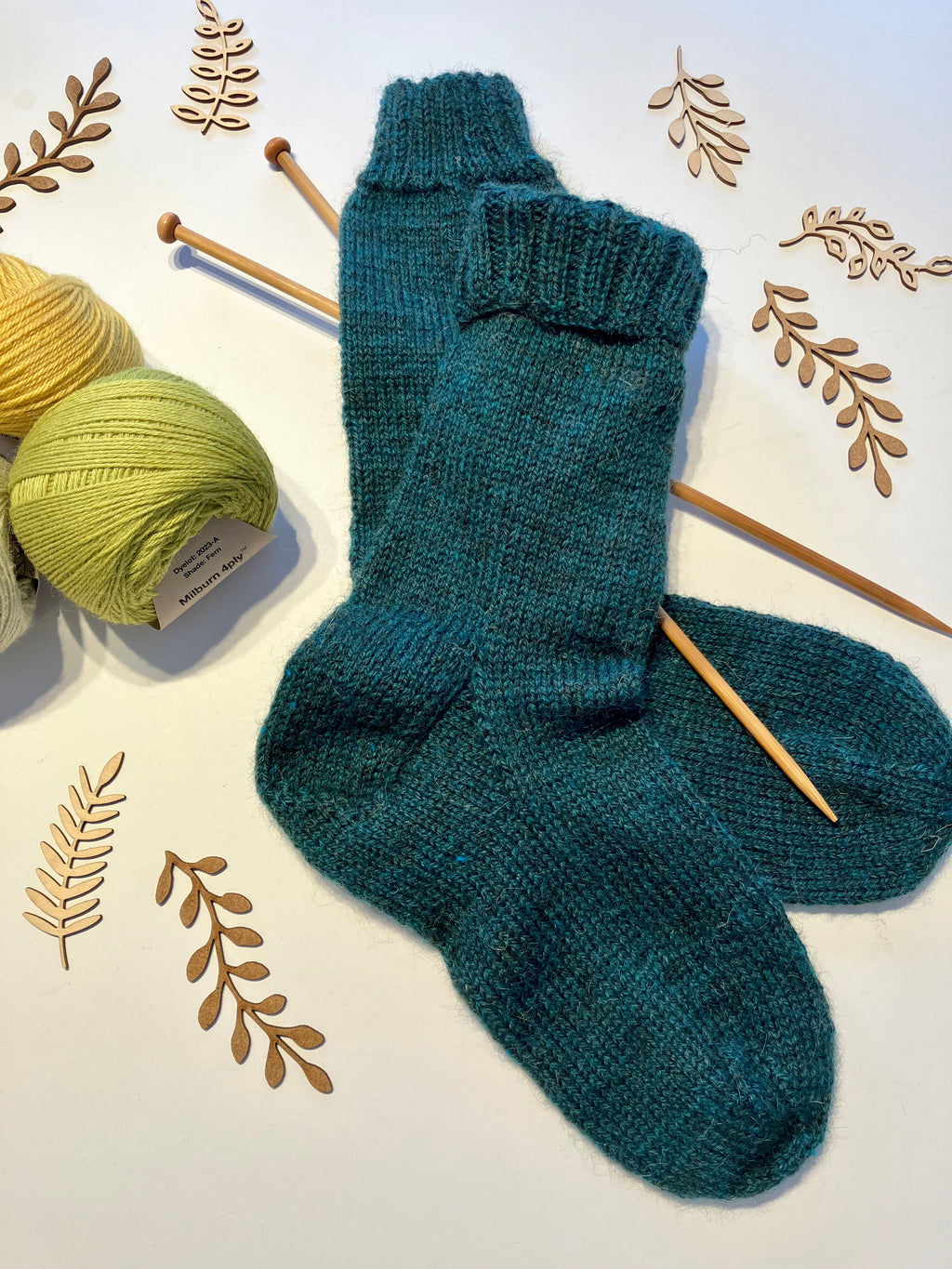 Turquoise Green Hand-knitted Socks