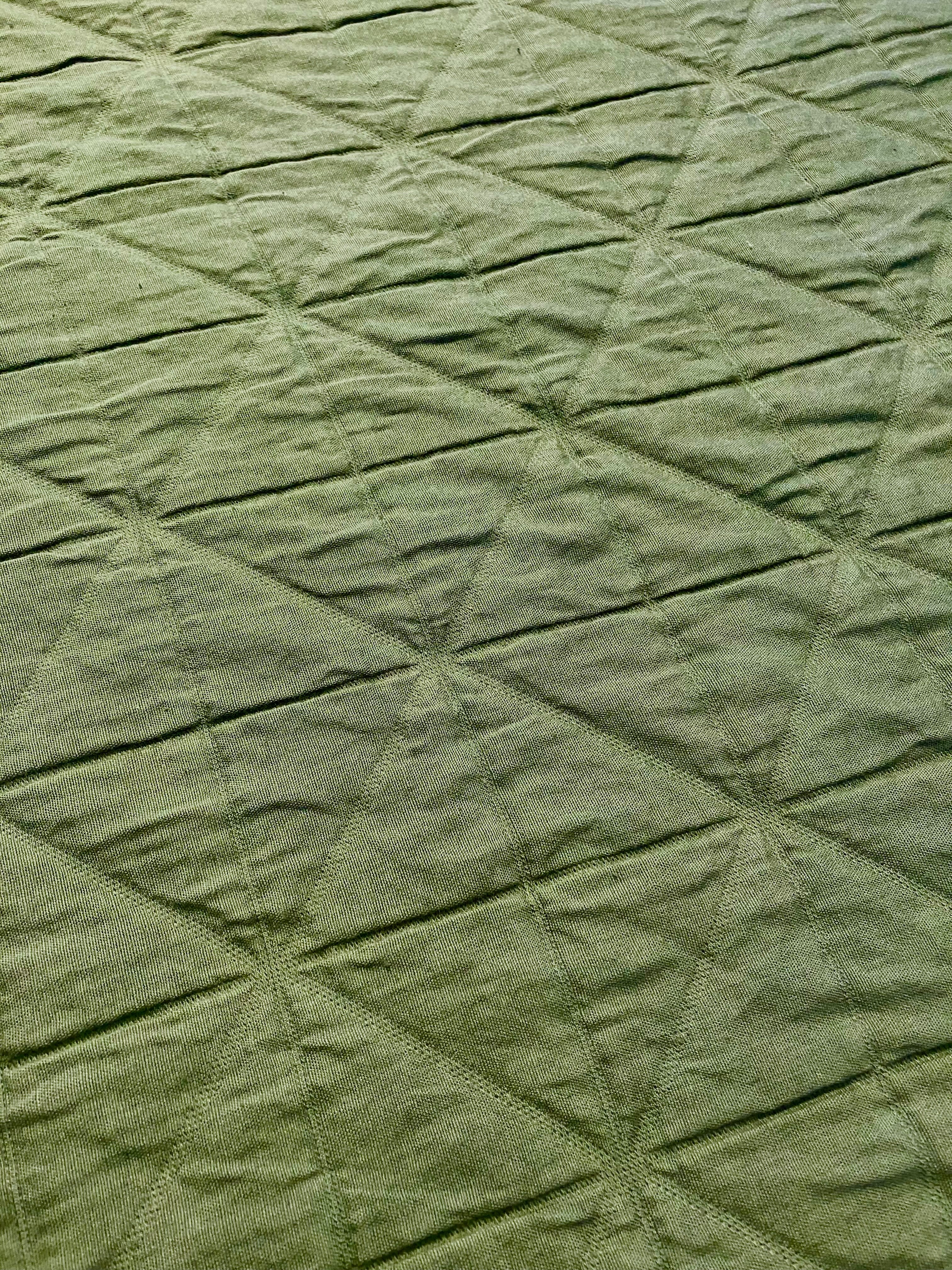 Merchant & Mills: Viridian Quilted Jacquard Cotton - Muted Emerald Green