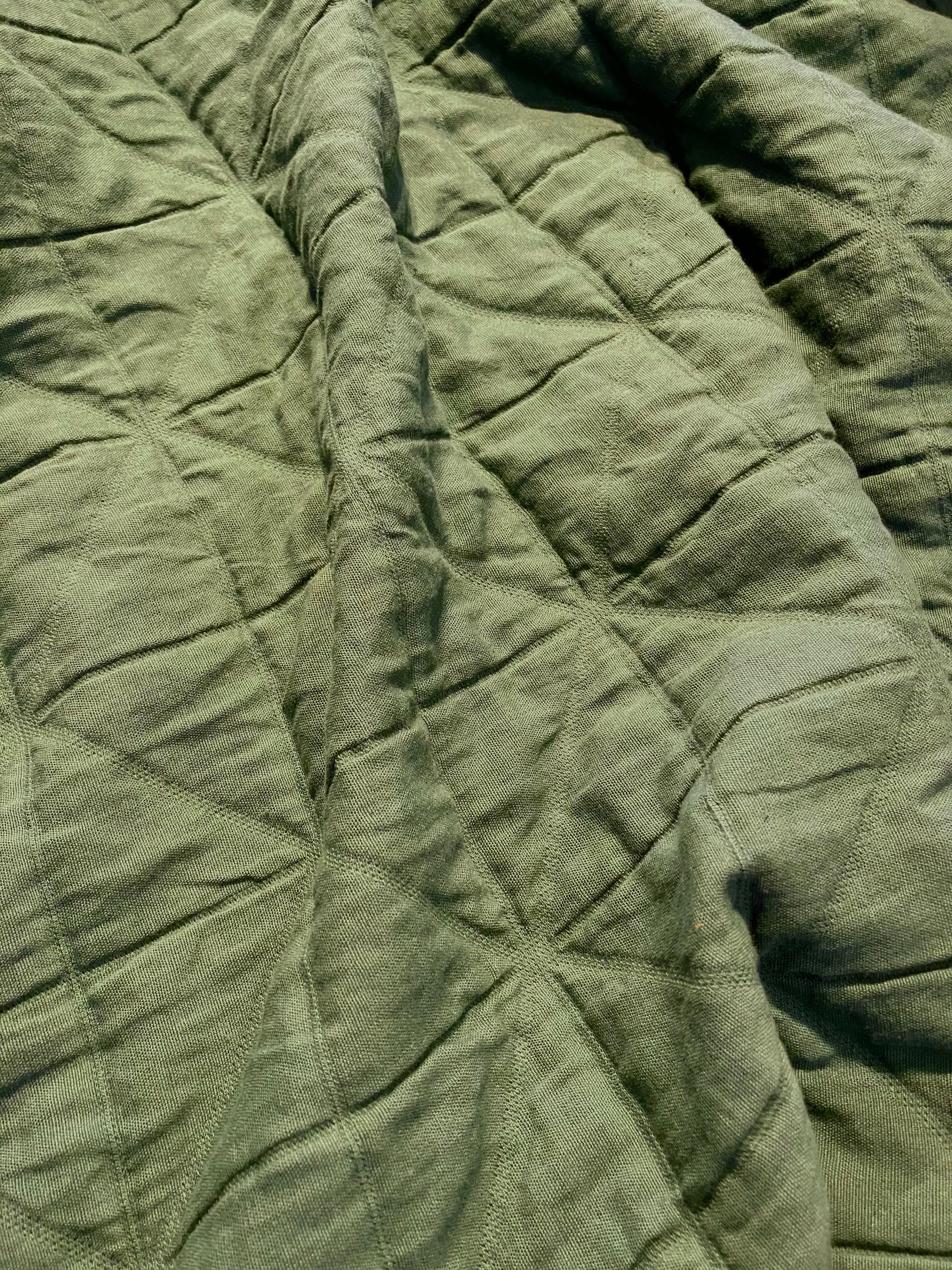 Merchant & Mills: Viridian Quilted Jacquard Cotton - Muted Emerald Green