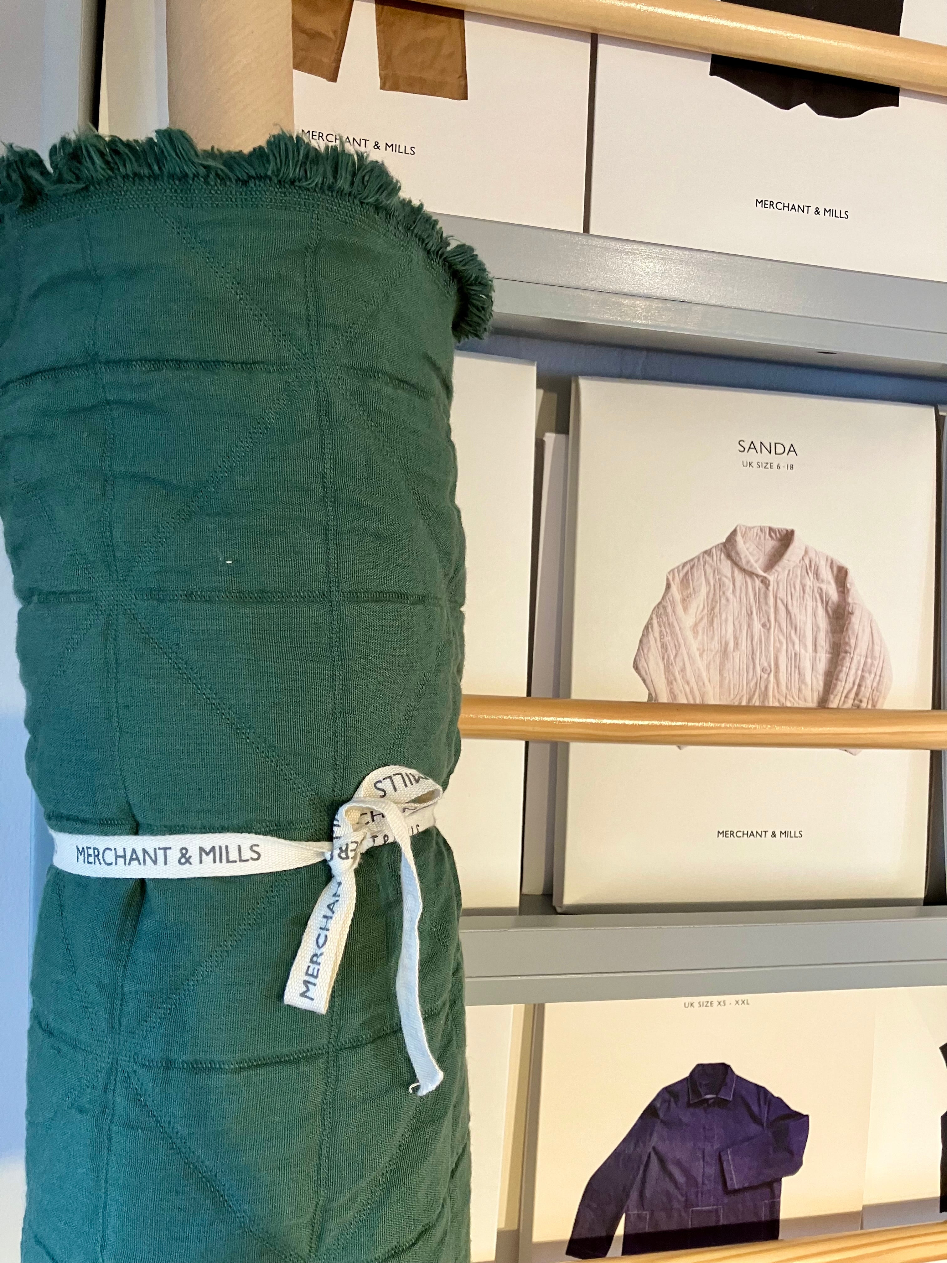 Merchant & Mills: Viridian Quilted Jacquard Cotton - Muted Emerald Green