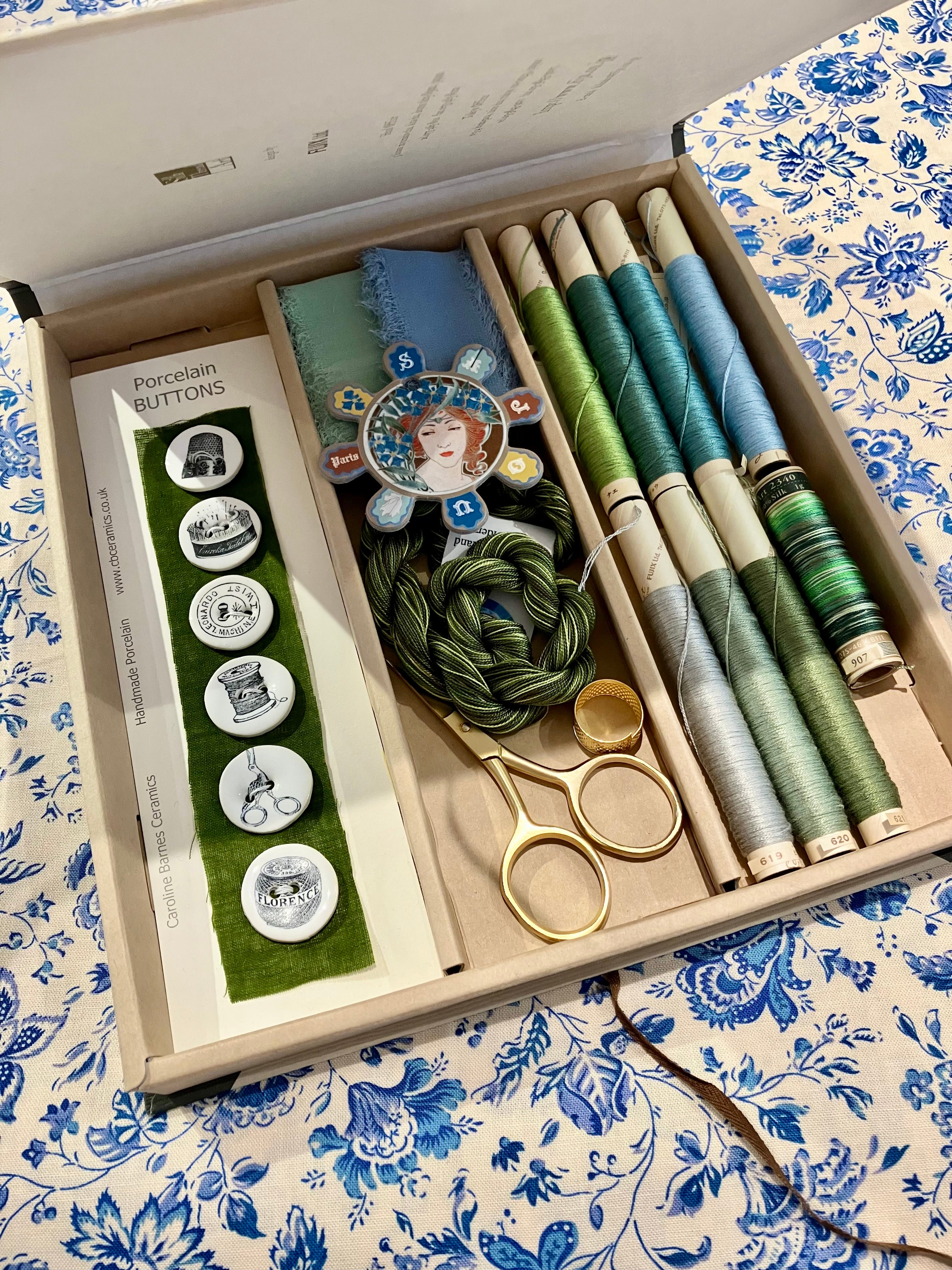 Hand Embroidery Kit: Blues & Greens