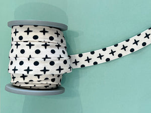 Bias binding - ecru with black motif