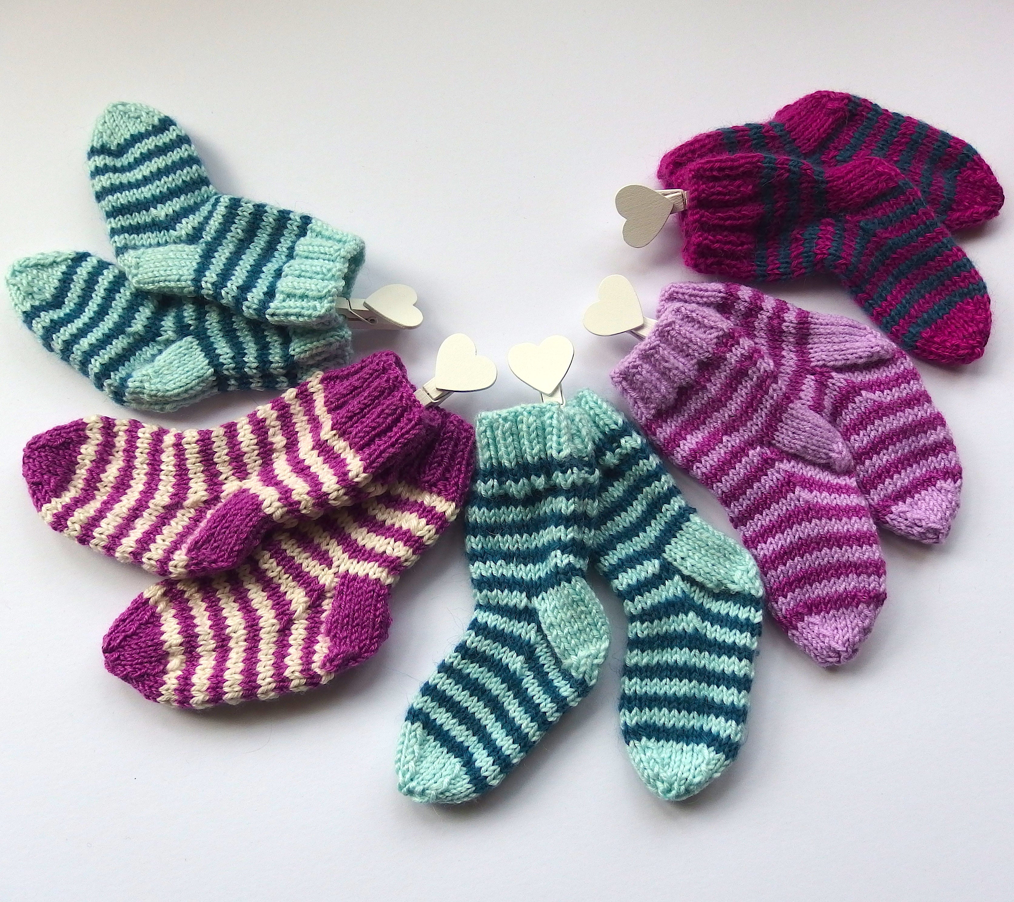 Baby Socks - made using 100% baby merino wool: green & mint