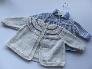 Fairisle yoke cardigan - 100% Baby Alpaca - Vanilla