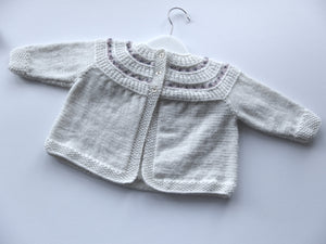 Fairisle yoke cardigan - 100% Baby Alpaca - Vanilla