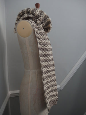 Big Scarf - Extraordinarily soft 100% wool - Sandstone & White stripes