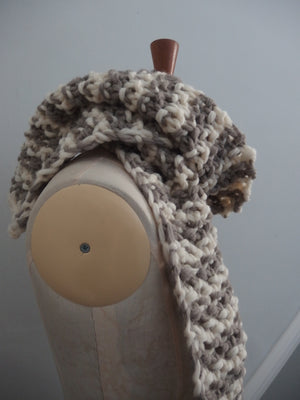 Big Scarf - Extraordinarily soft 100% wool - Sandstone & White stripes