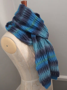 Scarf - Extraordinary soft 80% wool and 20% silk- Ocean Blues
