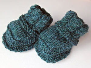 Baby Booties - made using 100% baby merino wool: blue/green