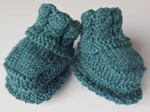 Baby Booties - made using 100% baby merino wool: blue/green