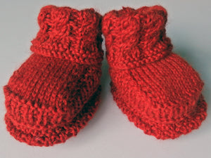 Baby Booties - made using 100% baby merino wool: red