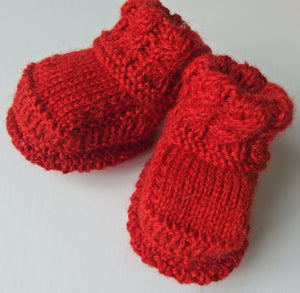 Baby Booties - made using 100% baby merino wool: red