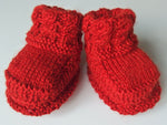 Baby Booties - made using 100% baby merino wool: red