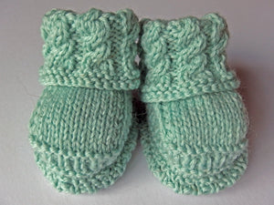 Baby Booties - made using 100% baby merino wool: mint