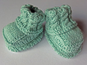 Baby Booties - made using 100% baby merino wool: mint