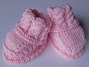Baby Booties - made using 100% baby merino wool: pink