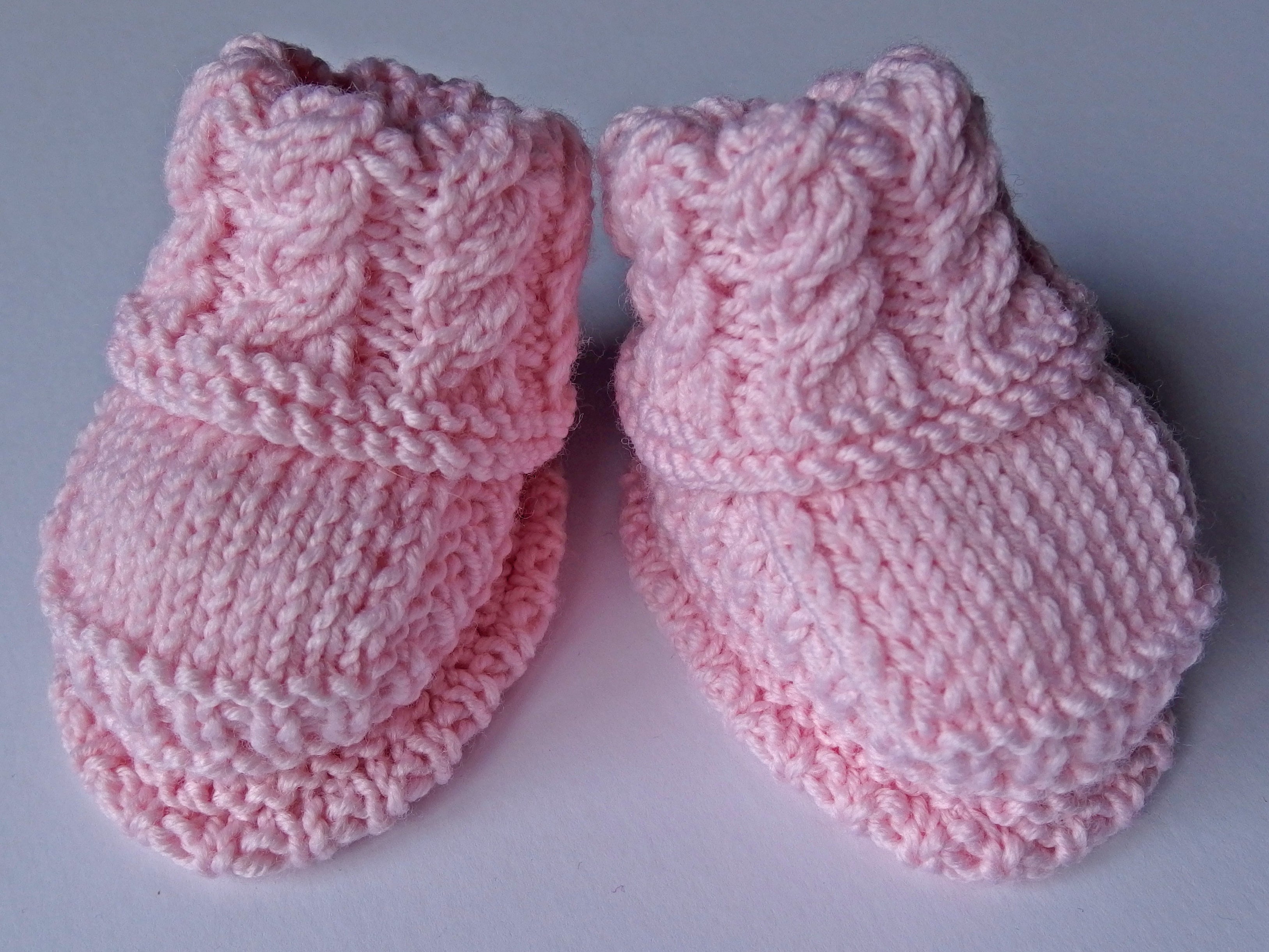 Baby Booties - made using 100% baby merino wool: pink