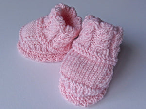 Baby Booties - made using 100% baby merino wool: pink