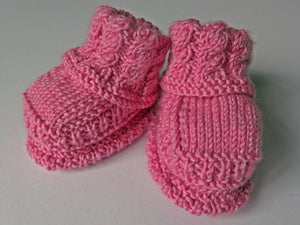Baby Booties - made using 100% baby merino wool: dark pink