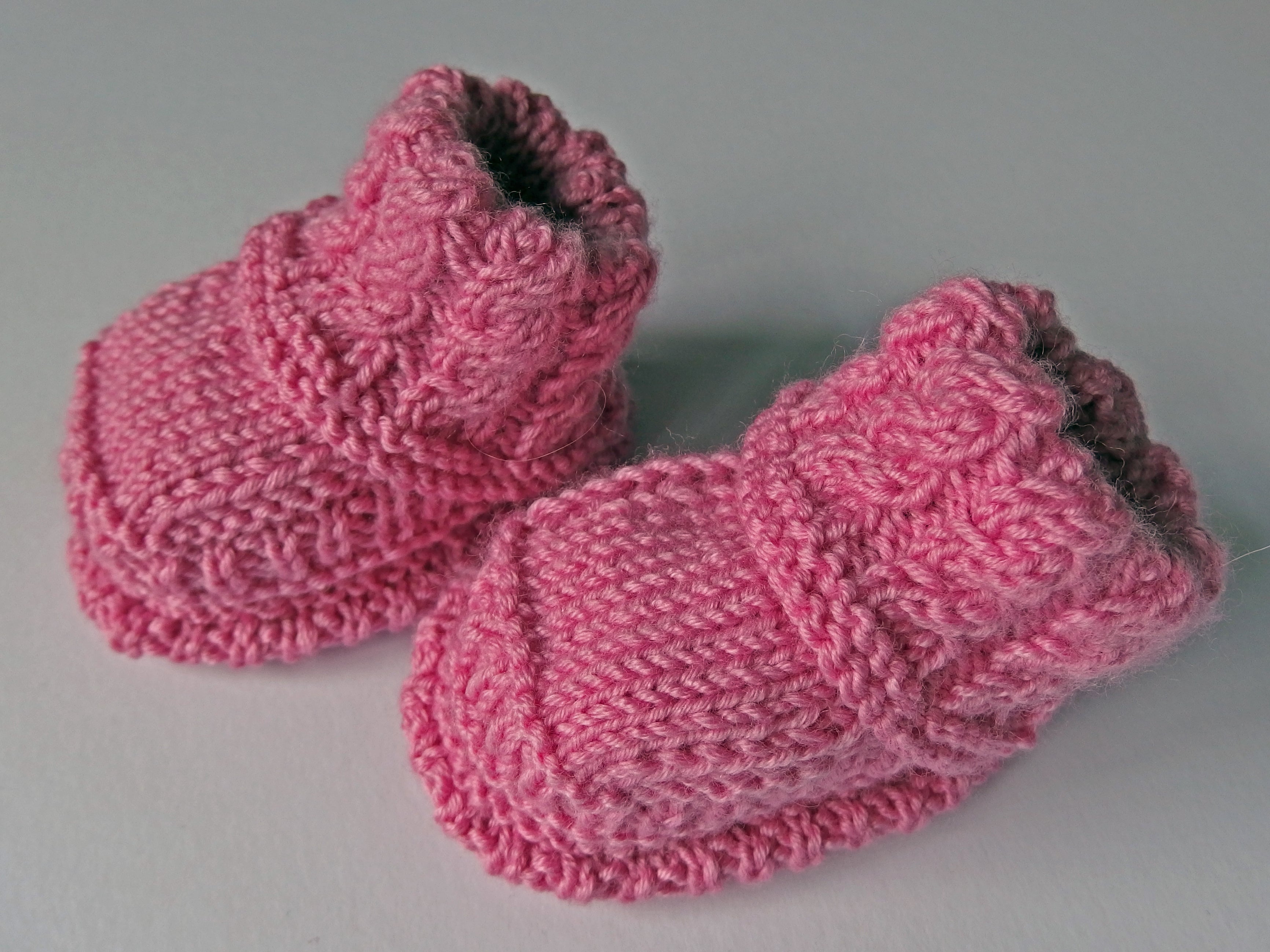 Baby Booties - made using 100% baby merino wool: dark pink