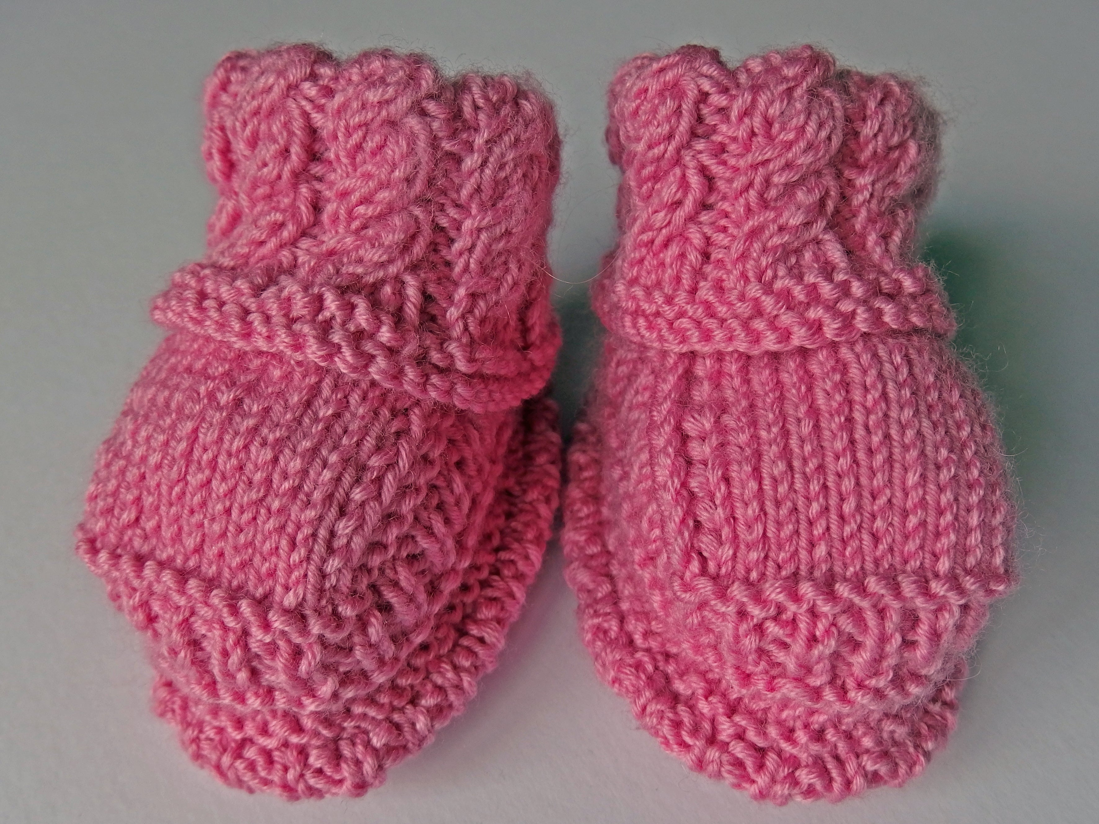 Baby Booties - made using 100% baby merino wool: dark pink