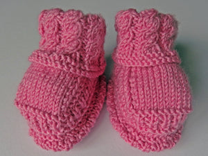 Baby Booties - made using 100% baby merino wool: dark pink