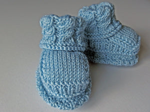 Baby Booties - made using 100% baby merino wool: pale blue