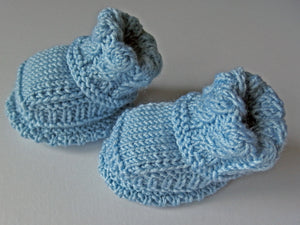 Baby Booties - made using 100% baby merino wool: pale blue